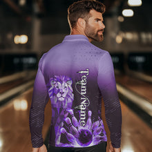 Load image into Gallery viewer, Purple Lightning Lion Bowling Polo, Quarter Zip Shirts for Men Custom Lion Bowling Team jerseys NQS9693