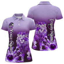 Load image into Gallery viewer, Purple Lightning Lion Bowling Polo, Quarter Zip Shirts for Women Custom Lion Bowling Team jerseys NQS9693