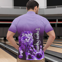 Load image into Gallery viewer, Purple Lightning Lion Bowling Polo, Quarter Zip Shirts for Men Custom Lion Bowling Team jerseys NQS9693