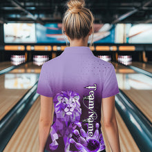 Load image into Gallery viewer, Purple Lightning Lion Bowling Polo, Quarter Zip Shirts for Women Custom Lion Bowling Team jerseys NQS9693