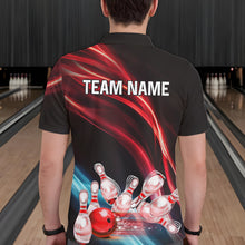 Load image into Gallery viewer, Custom Black and Red Mens bowling Polo, Quarter Zip Shirts, team bowling outfits for Men NQS9701