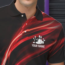 Load image into Gallery viewer, Custom Black and Red Mens bowling Polo, Quarter Zip Shirts, team bowling outfits for Men NQS9701