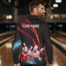 Load image into Gallery viewer, Custom Black and Red Mens bowling Polo, Quarter Zip Shirts, team bowling outfits for Men NQS9701