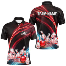 Load image into Gallery viewer, Custom Black and Red Mens bowling Polo, Quarter Zip Shirts, team bowling outfits for Men NQS9701