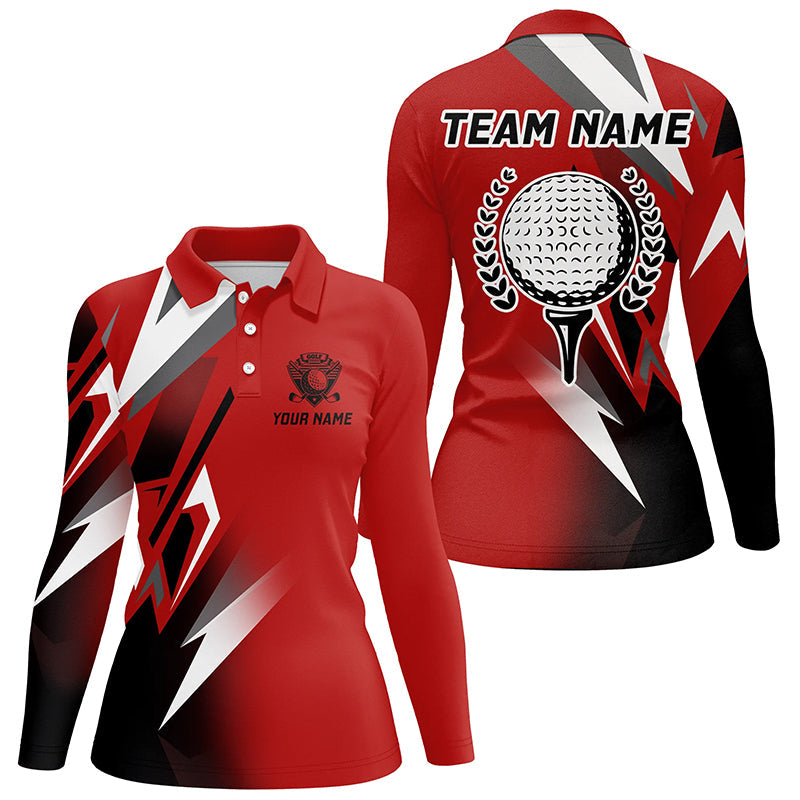Black and Red Golf ball Womens golf polos shirt custom golf shirt for ladies, cool golf gifts NQS7482
