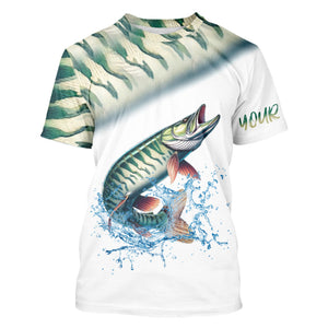 Musky Fishing Green Scales Custom 3D All Over Printed Shirts Personalized Fishing Gifts NQS350