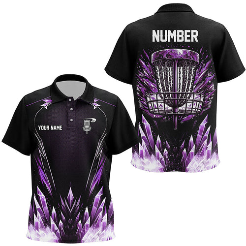 Icy purple Kid Disc golf polo shirts custom black disc golf basket jerseys, frisbee golf shirts NQS7633