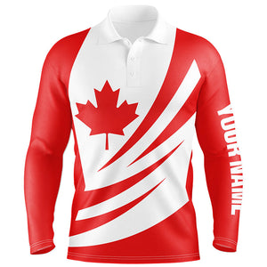 Red and white Canadian Flag Mens golf polo shirts custom mens golf tops, personalized golf gifts NQS7834