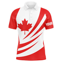 Load image into Gallery viewer, Red and white Canadian Flag Mens golf polo shirts custom mens golf tops, personalized golf gifts NQS7834