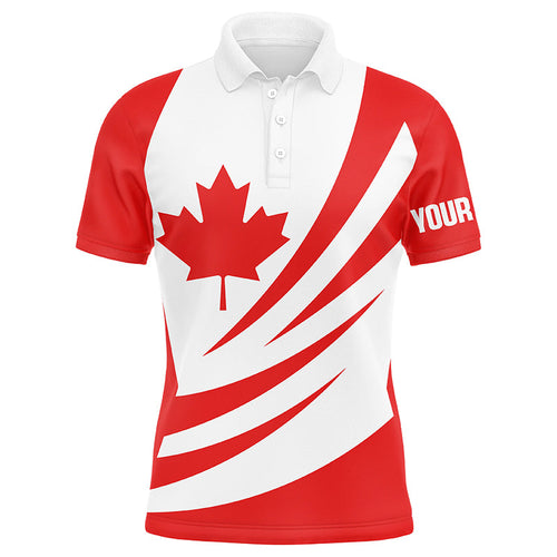 Red and white Canadian Flag Mens golf polo shirts custom mens golf tops, personalized golf gifts NQS7834