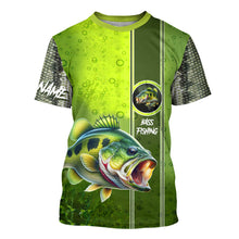 Load image into Gallery viewer, Largemouth Bass Green Scale Fishing UV protection custom name long sleeves Fishing shirts NQS603