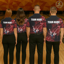 Load image into Gallery viewer, Women bowling polo shirts Custom red lightning thunder Bowling Team Jersey, gift for team Bowlers NQS6145