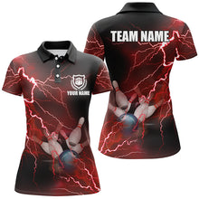 Load image into Gallery viewer, Women bowling polo shirts Custom red lightning thunder Bowling Team Jersey, gift for team Bowlers NQS6145