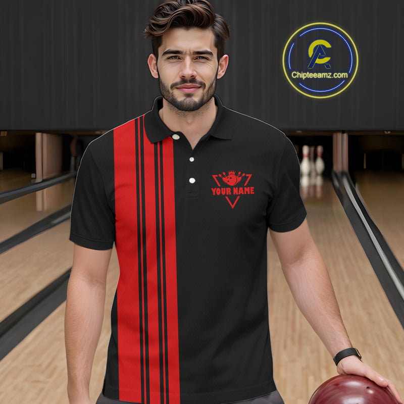 Black and Red retro Bowling shirts for men custom Today's forecast bowling with a chance of cussing NQS10452