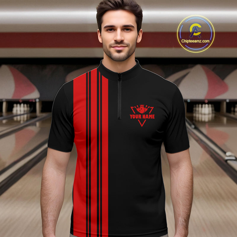 Black and Red retro Bowling shirts for men custom Today's forecast bowling with a chance of cussing NQS10452