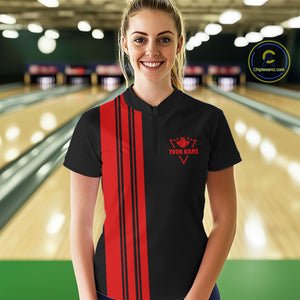 Black and Red retro Bowling shirts for Women custom Today's forecast bowling with a chance of cussing NQS10452