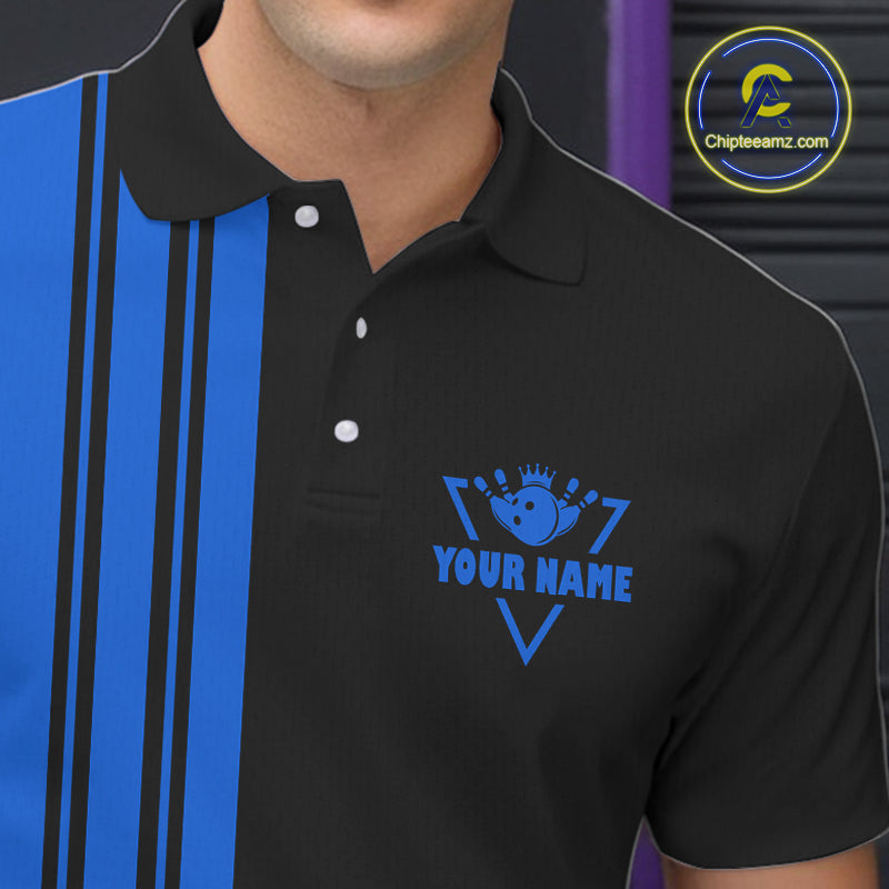 Black and Blue retro Bowling shirts for men custom Today's forecast bowling with a chance of cussing NQS10453