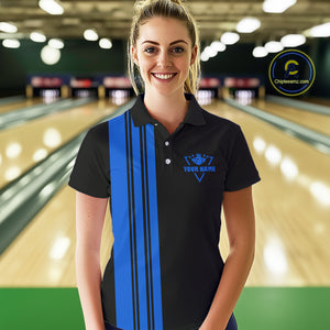Black & Blue retro Bowling shirts for Women custom Today's forecast bowling with a chance of cussing NQS10453