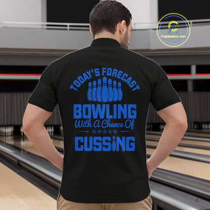 Black and Blue retro Bowling shirts for men custom Today's forecast bowling with a chance of cussing NQS10453