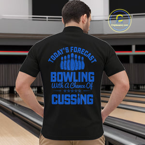 Black and Blue retro Bowling shirts for men custom Today's forecast bowling with a chance of cussing NQS10453