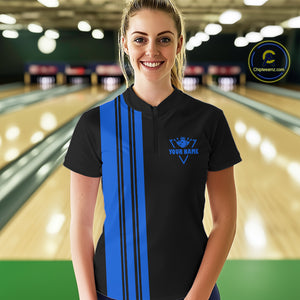 Black & Blue retro Bowling shirts for Women custom Today's forecast bowling with a chance of cussing NQS10453