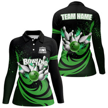 Load image into Gallery viewer, Custom Bowling Shirts For Women Green Bowling Jerseys Team League Bowling Polo, Quarter Zip Shirt NQS8477