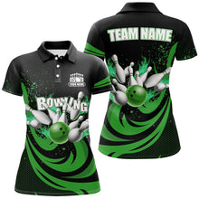 Load image into Gallery viewer, Custom Bowling Shirts For Women Green Bowling Jerseys Team League Bowling Polo, Quarter Zip Shirt NQS8477