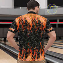 Load image into Gallery viewer, Black and Orange Flame camo Men bowling shirts Custom Flame Bowling Shirt Team Bowling Jersey NQS10667