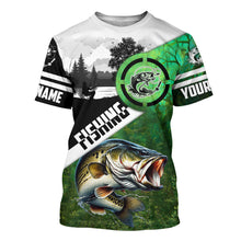 Load image into Gallery viewer, Largemouth Bass Fishing green performance fishing shirt Custom Bass fishing shirts jerseys NQS4140