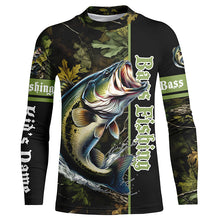 Load image into Gallery viewer, Bass fishing Green camouflage Custom sun protection long sleeve Fishing Shirts, bass Fishing jerseys NQS6608