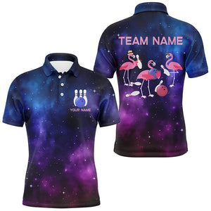 Funny pink Flamingo Team bowling shirts for Men custom Galaxy pattern bowling jerseys for bowlers NQS8730