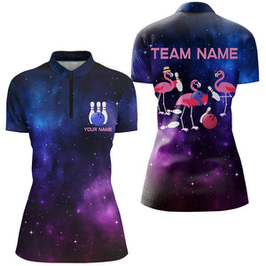 Funny pink Flamingo Team bowling shirts for women custom Galaxy pattern bowling jerseys for bowlers NQS8730