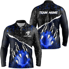 Load image into Gallery viewer, Blue Flame Golf ball black camo pattern Mens golf polo shirts custom golf attire for men NQS8735