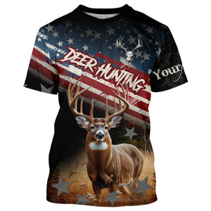 Deer Hunting American Flag Customize 3D All Over Printed Shirts Personalized Patriotic Hunting gifts NQS8727