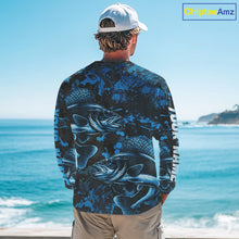 Load image into Gallery viewer, Blue Camo Walleye Fishing Shirts Custom performance fishing apparel, walleye fishing jerseys NQS11061