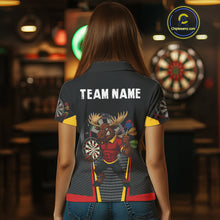 Load image into Gallery viewer, Black and Red Funny Moose Darts Polo, Quarter Zip Shirts For Women Custom Darts Team Jerseys NQS11065