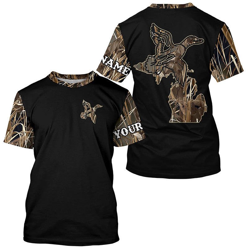 Duck hunting Michigan Waterfowl Camo Customize 3D All Over Printed Shirts Personalized Hunting gift NQS2641