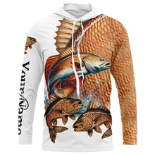 Load image into Gallery viewer, Redfish puppy drum Fishing Customize Name UV protection long sleeves fishing shirts NQS2646