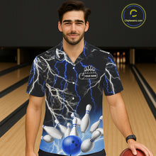 Load image into Gallery viewer, Bowling Hawaiian Shirt Custom Blue lightning thunder team bowling league jerseys NQS11261