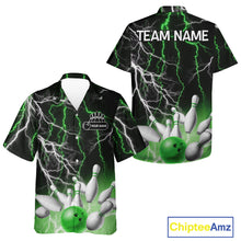Load image into Gallery viewer, Bowling Hawaiian Shirt Custom Green lightning thunder team bowling league jerseys NQS11262