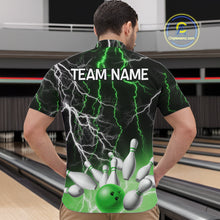 Load image into Gallery viewer, Men's bowling Polo, Quarter Zip shirts Custom Green lightning thunder team bowling league jerseys NQS11262