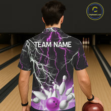 Load image into Gallery viewer, Bowling Hawaiian Shirt Custom Purple lightning thunder team bowling league jerseys NQS11263