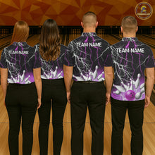 Load image into Gallery viewer, Men's bowling Polo, Quarter Zip shirts Custom Purple lightning thunder team bowling league jerseys NQS11263