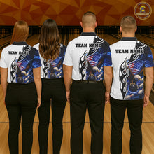 Load image into Gallery viewer, Blue Lightning Thunder American Flag Eagle Women Bowling shirts Custom Patriotic Team bowling Jersey NQS11658