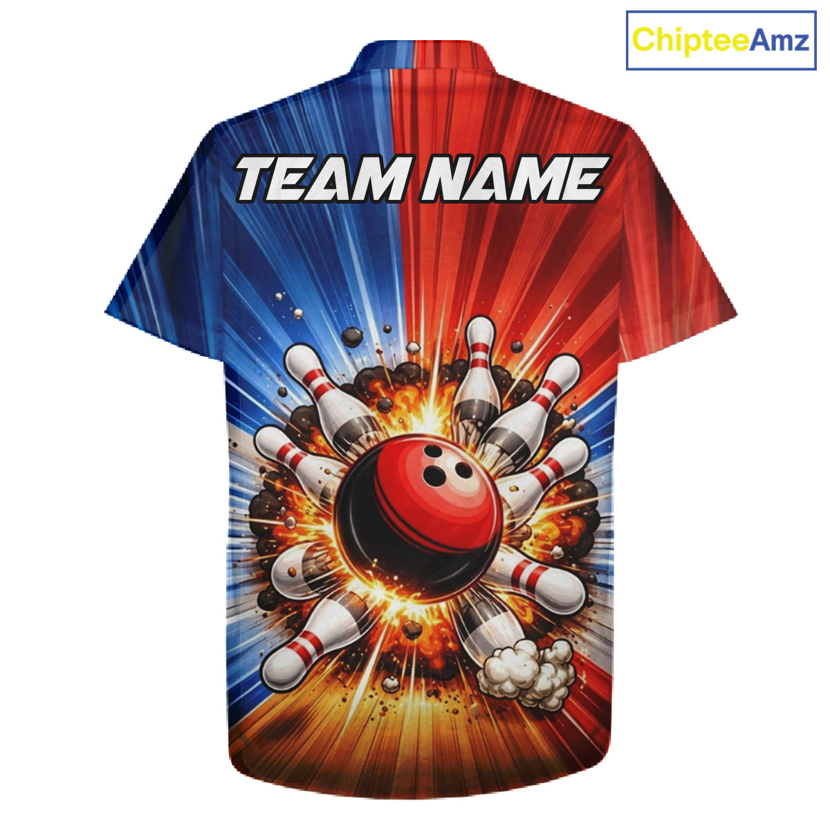 Funny Bowling Boom Hawaiian Shirt Custom Red, White and Blue Team Bowler Jerseys NQS11660