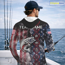 Load image into Gallery viewer, Largemouth Bass fishing smoke American Flag It's in my DNA custom UV protection fishing shirts NQS11664