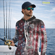Load image into Gallery viewer, Crappie fishing smoke American Flag It's in my DNA custom UV protection fishing shirts for fishermen NQS11665