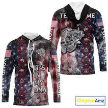Load image into Gallery viewer, Crappie fishing smoke American Flag It's in my DNA custom UV protection fishing shirts for fishermen NQS11665