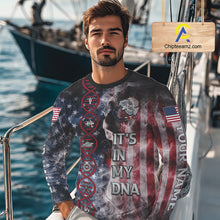Load image into Gallery viewer, Crappie fishing smoke American Flag It's in my DNA custom UV protection fishing shirts for fishermen NQS11665