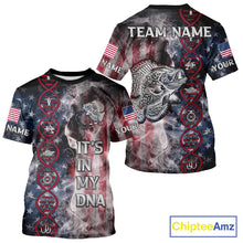 Load image into Gallery viewer, Crappie fishing smoke American Flag It's in my DNA custom UV protection fishing shirts for fishermen NQS11665